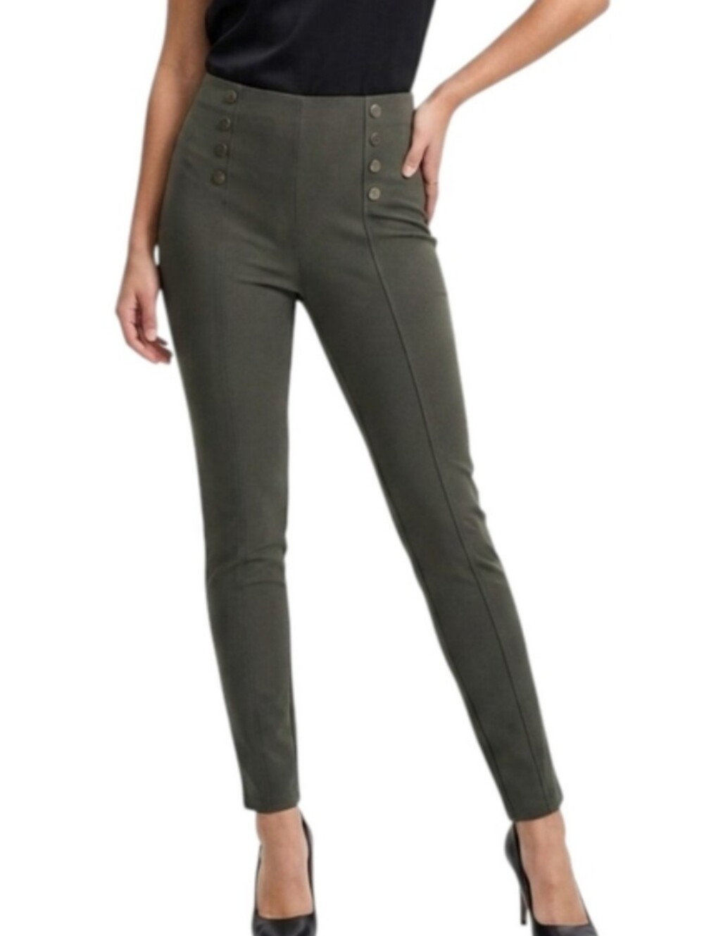 Elie Tahari Sailor Modal Pull On Ankle Pants In Olive